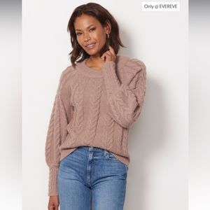Like new mocha beige Evereve Rowan Cable Pullover SZ M